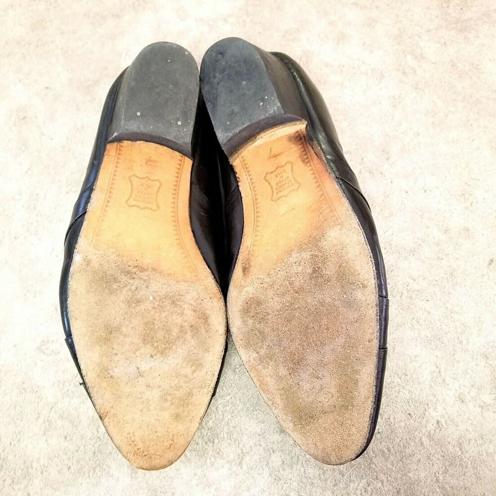 Giorgio Brutini Womens 244611 Size 7 Black Leather Slip On Loafer 2" Block Heels - Picture 9 of 10